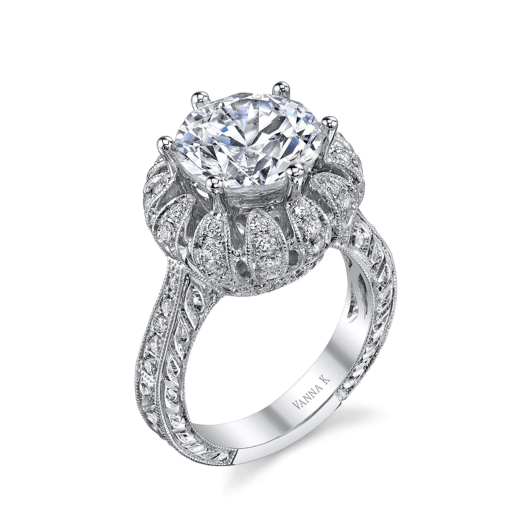 18K White Gold Signature Crown Diamond Engagement Ring