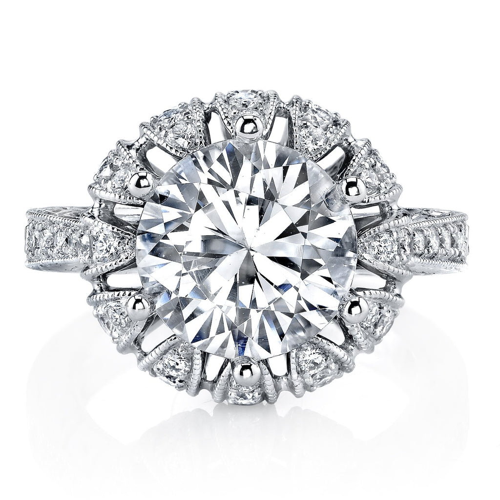 18K White Gold Signature Crown Diamond Engagement Ring