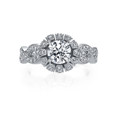 18K White Gold Signature Crown Diamond Engagement Ring