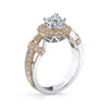 18K Two Tone Halo Diamond Engagement Ring