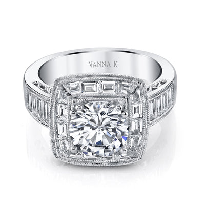 18K White Gold Halo Diamond Engagement Ring