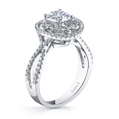 18K White Gold Halo Diamond Engagement Ring