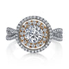 18K Two Tone Halo Diamond Engagement Ring