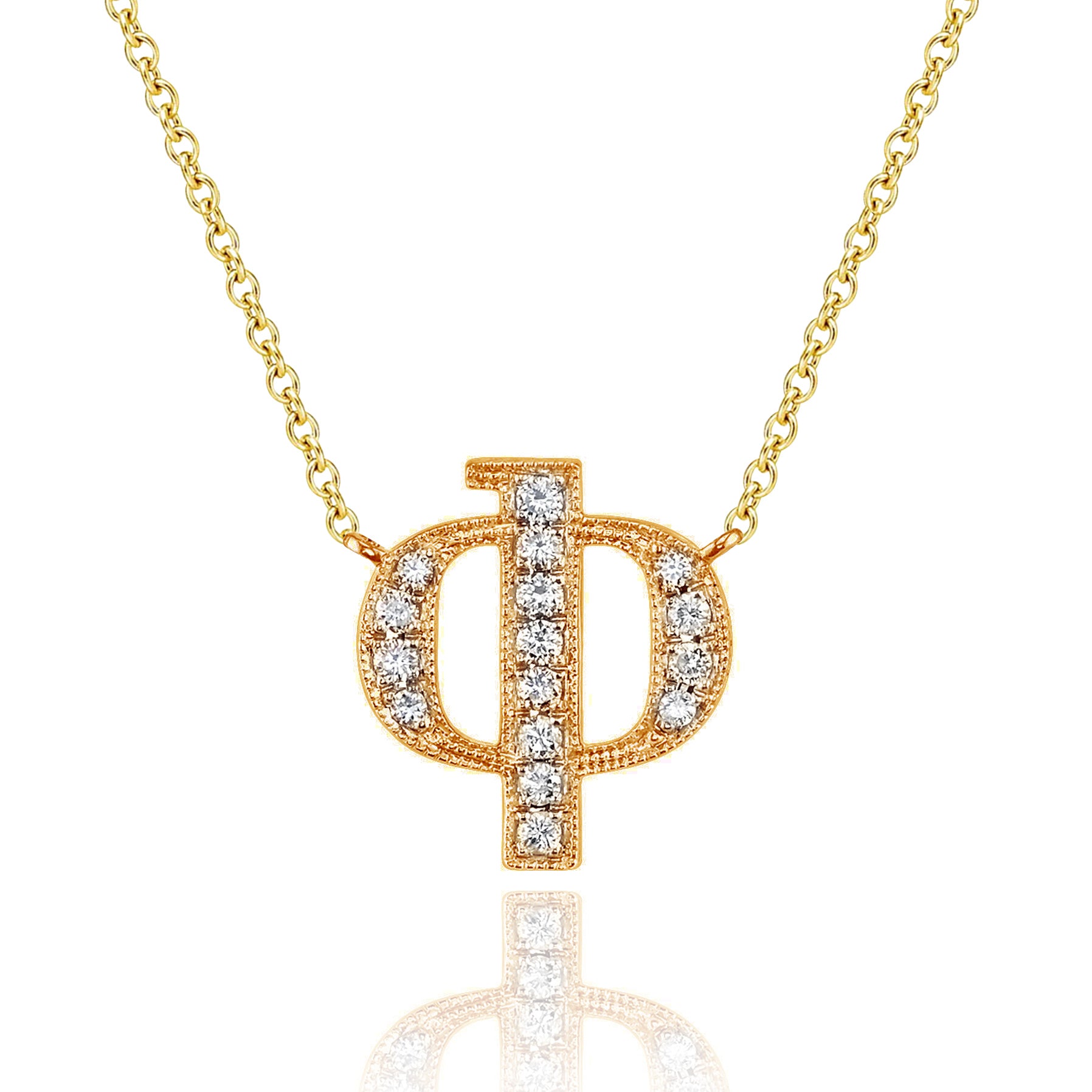 14K YELLOW GOLD ARMENIAN INITIAL DIAMOND NECKLACE