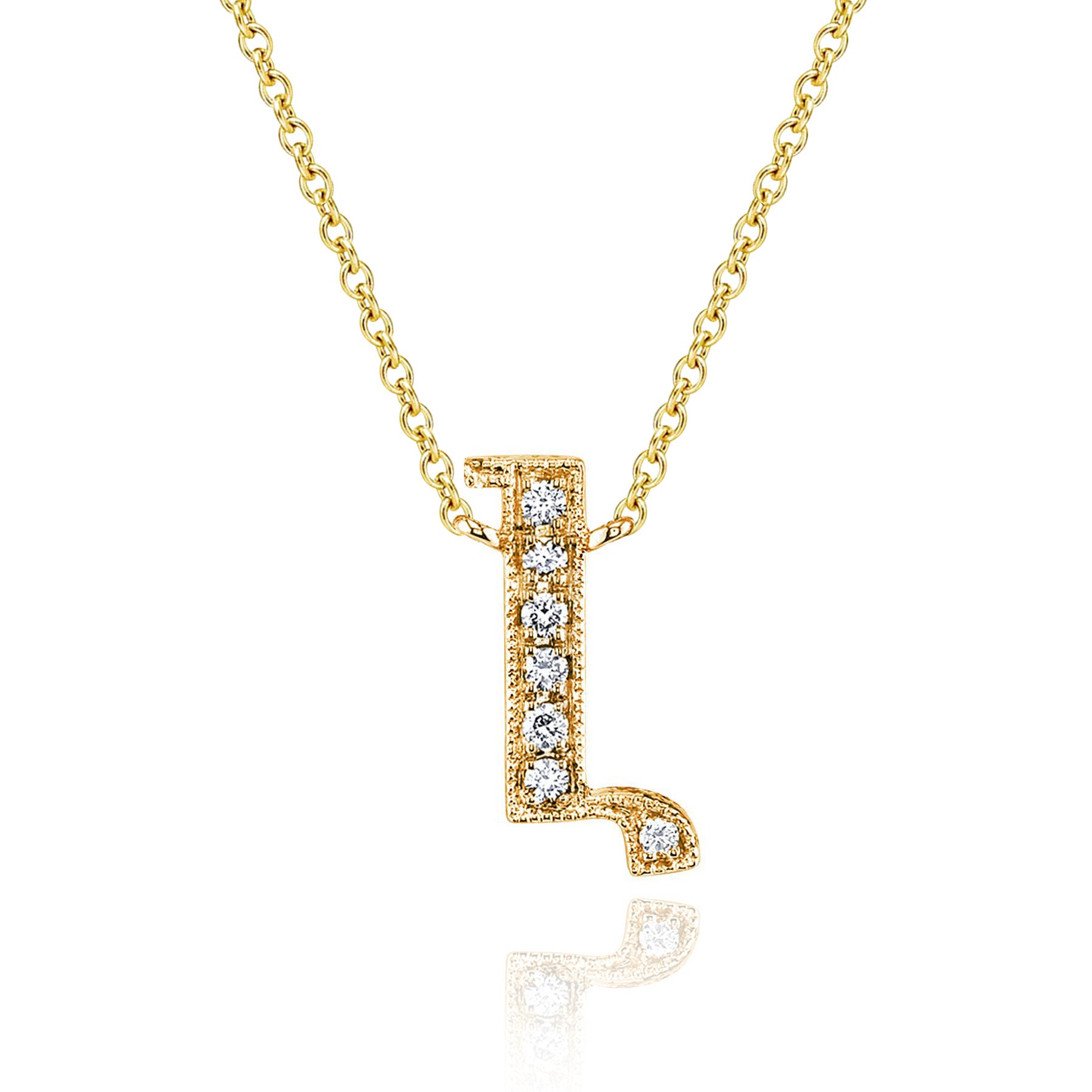 14K YELLOW GOLD ARMENIAN INITIAL DIAMOND NECKLACE