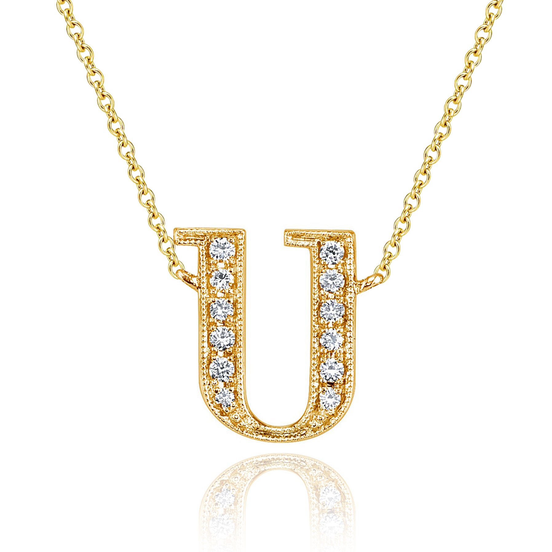 14K YELLOW GOLD ARMENIAN INITIAL DIAMOND NECKLACE