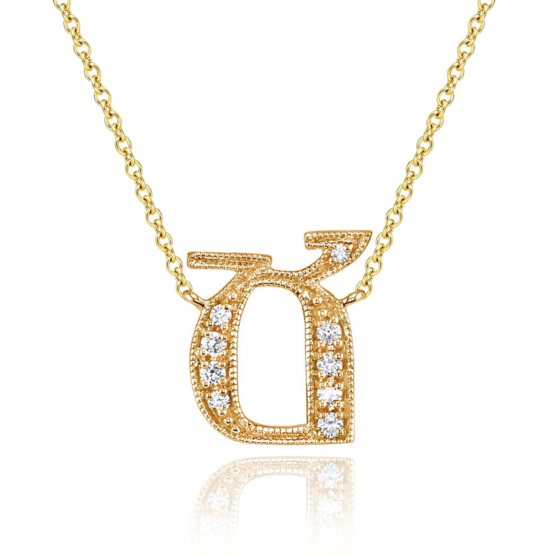 14K YELLOW GOLD ARMENIAN INITIAL DIAMOND NECKLACE