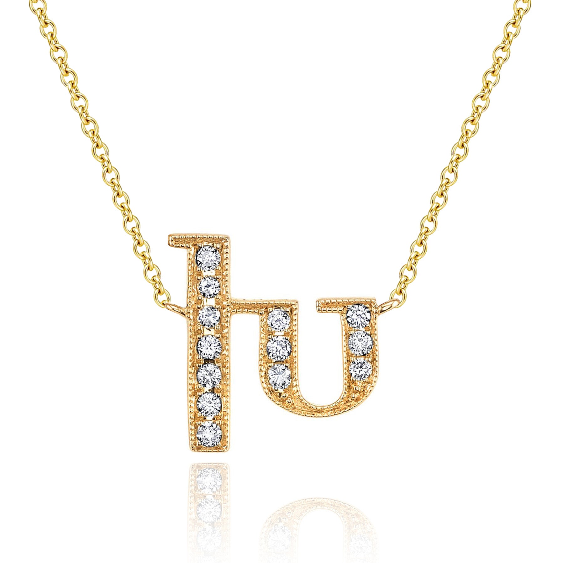 14K YELLOW GOLD ARMENIAN INITIAL DIAMOND NECKLACE