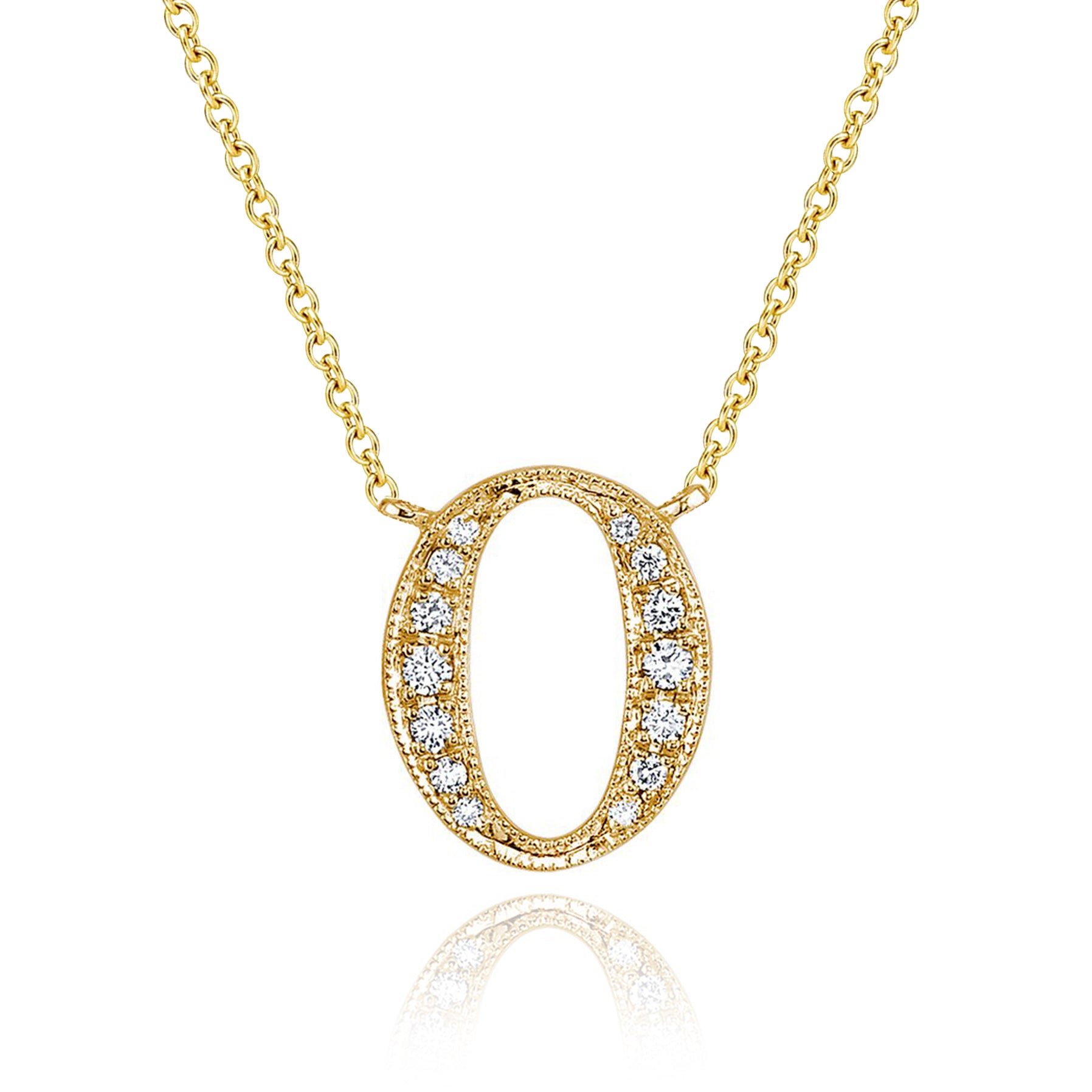 14K YELLOW GOLD ARMENIAN INITIAL DIAMOND NECKLACE