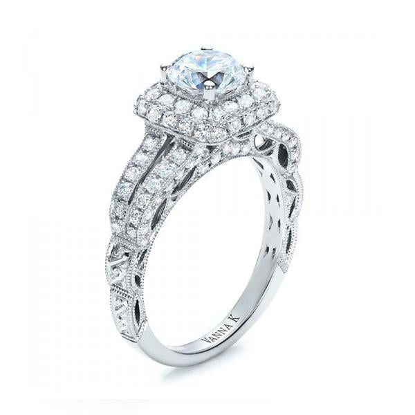 18K White Gold Halo Diamond Engagement Ring