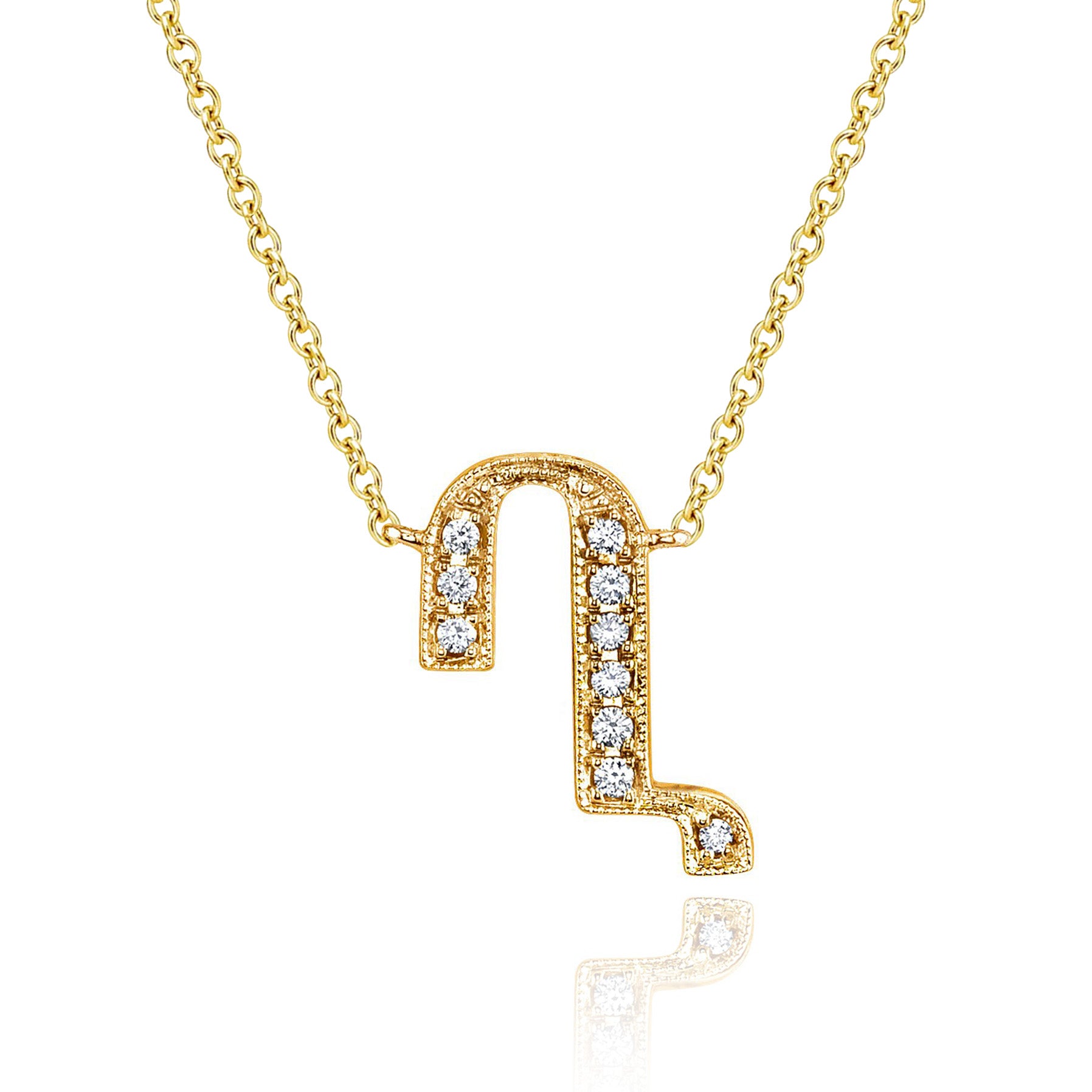 14K YELLOW GOLD ARMENIAN INITIAL DIAMOND NECKLACE