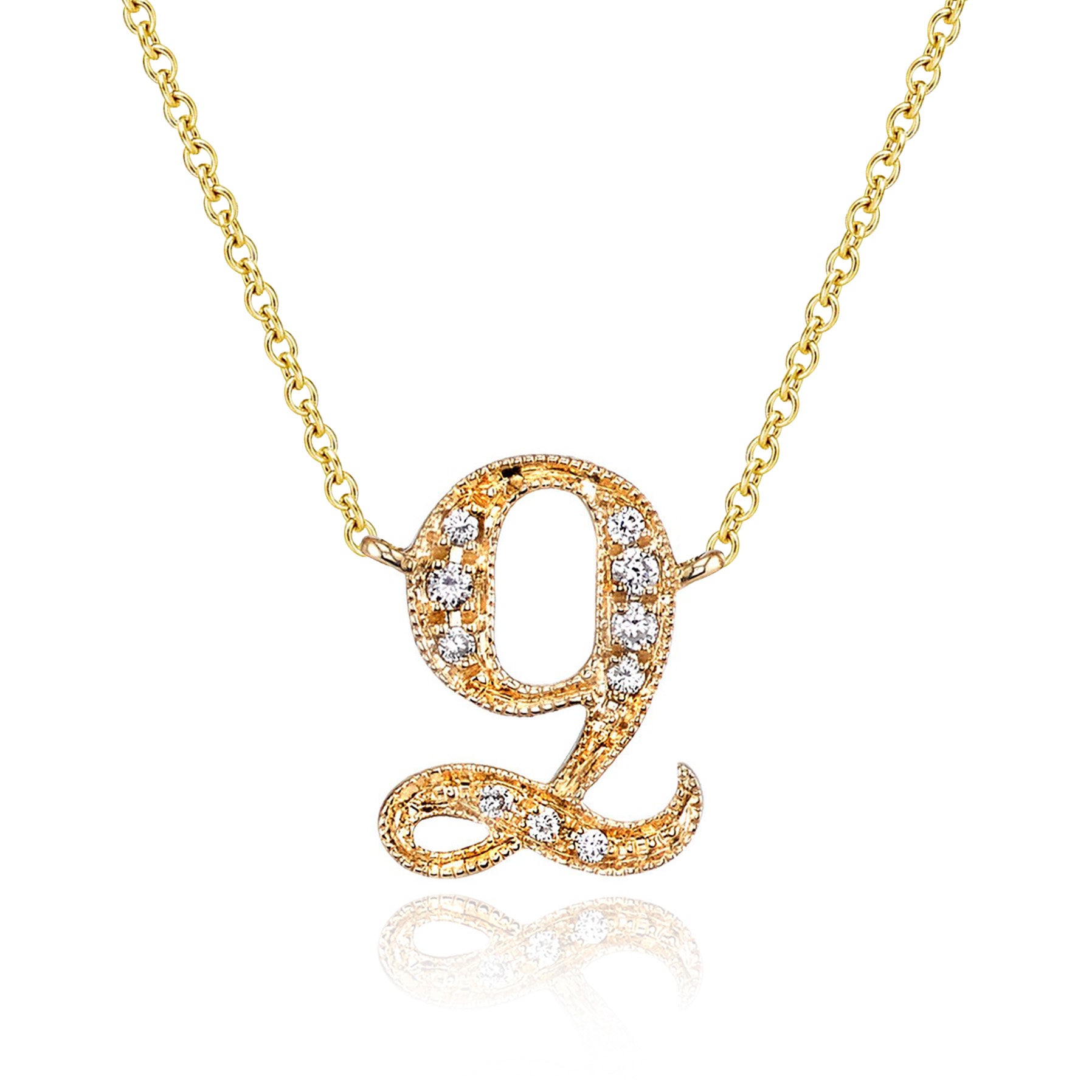 14K YELLOW GOLD ARMENIAN INITIAL DIAMOND NECKLACE