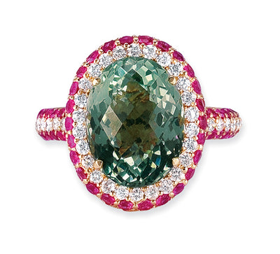 Gelato Color Gemstone and Diamond Fashion Ring Style 18RO604PGA