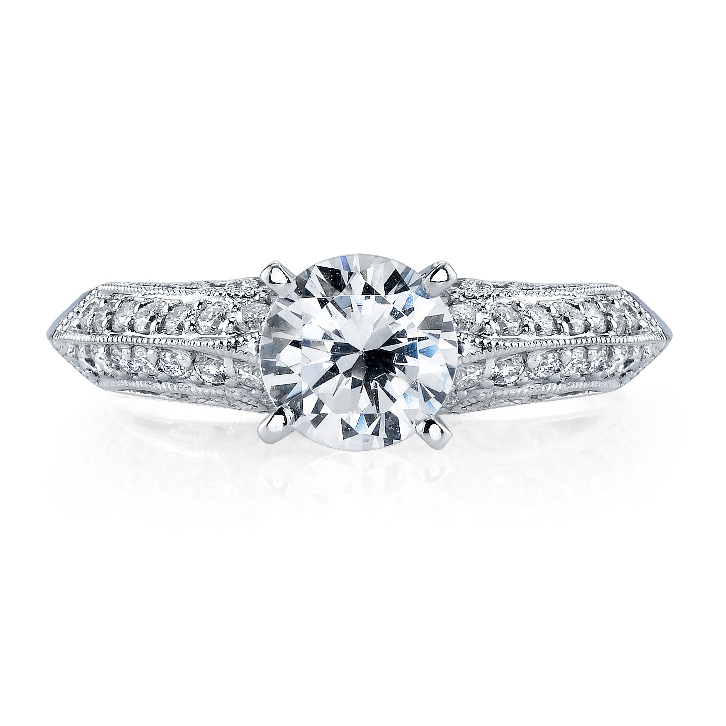 Vintage Inspired Diamond Pave Set Solea Ring Style 18M00269CZ