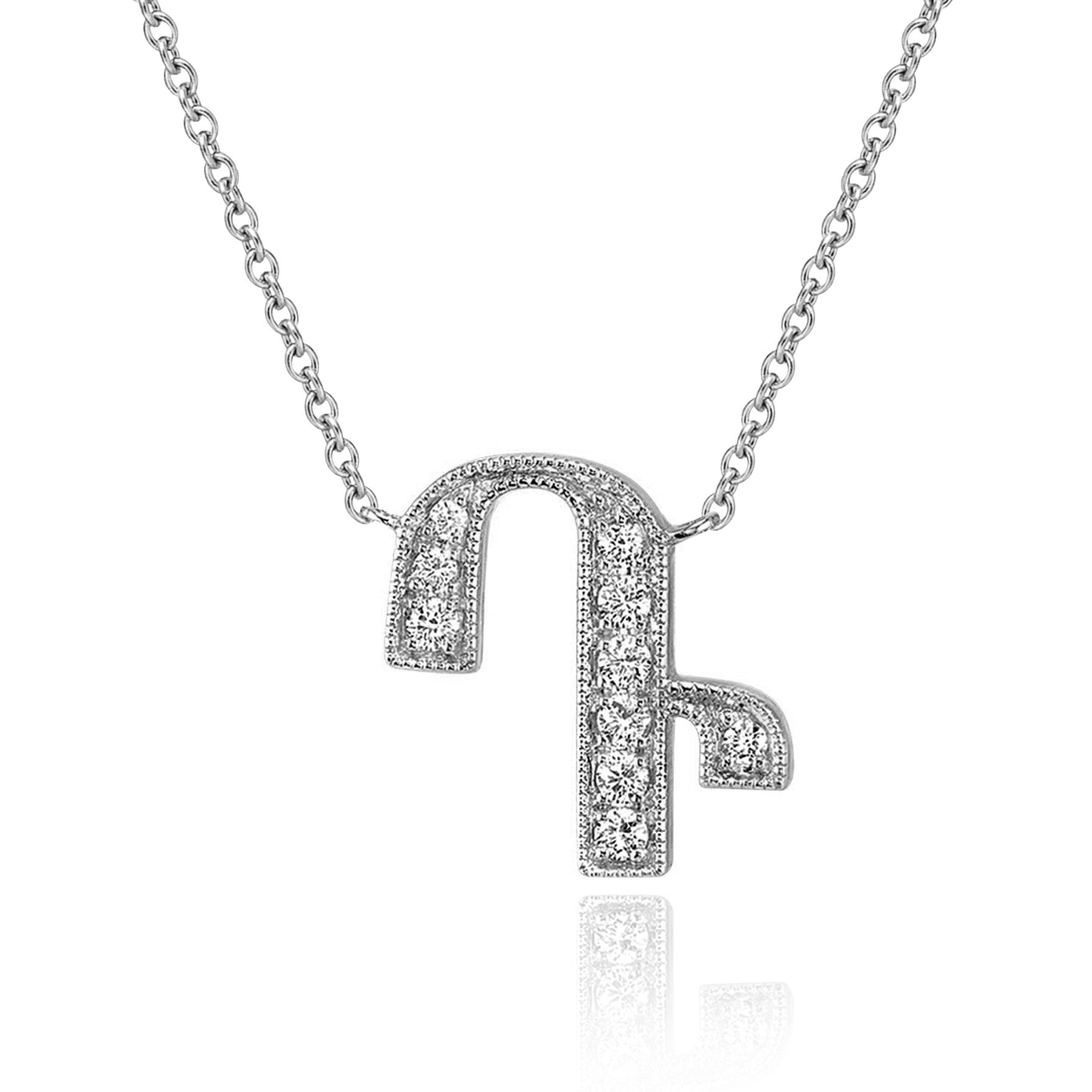 14K WHITE GOLD ARMENIAN INITIAL DIAMOND NECKLACE