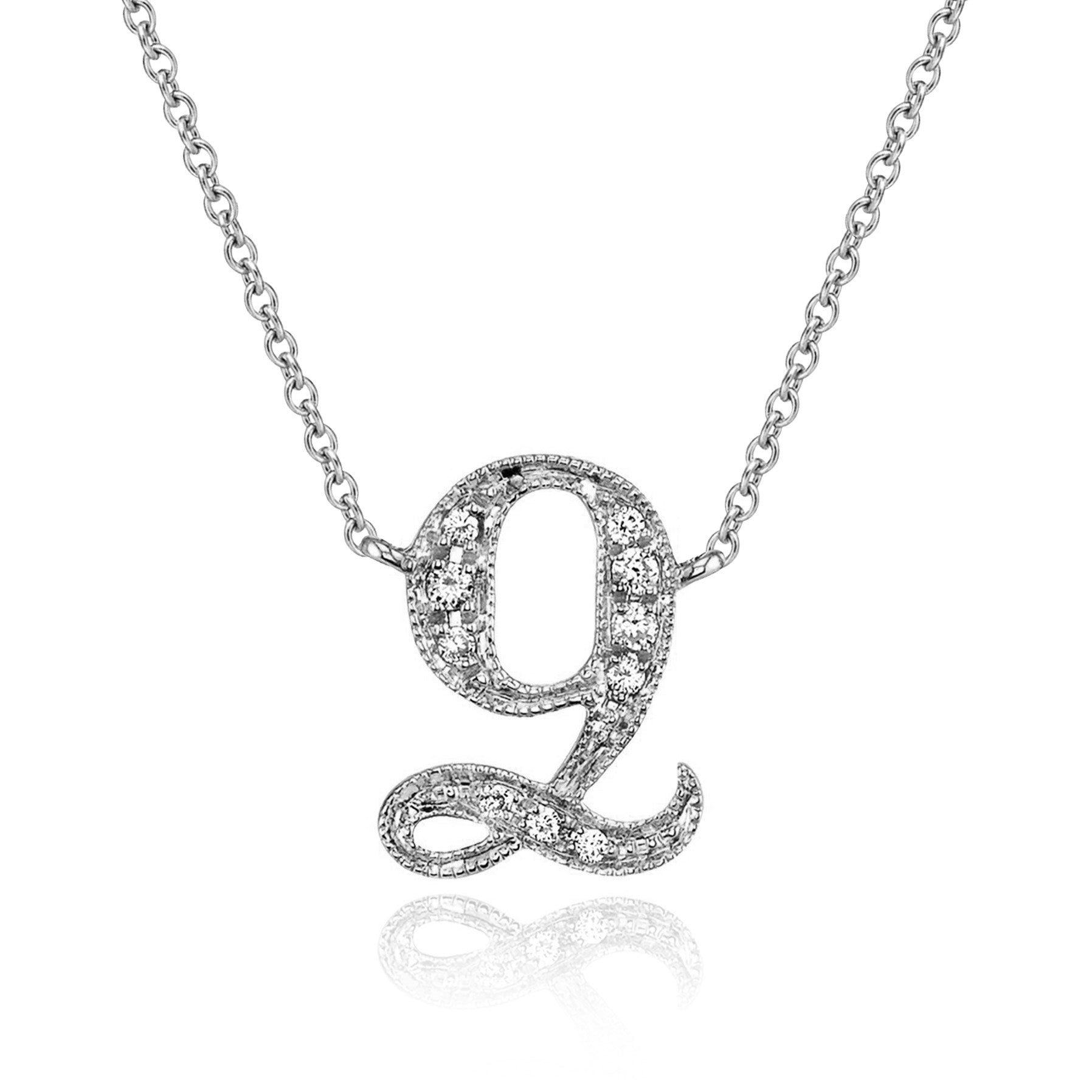 14K WHITE GOLD ARMENIAN INITIAL DIAMOND NECKLACE