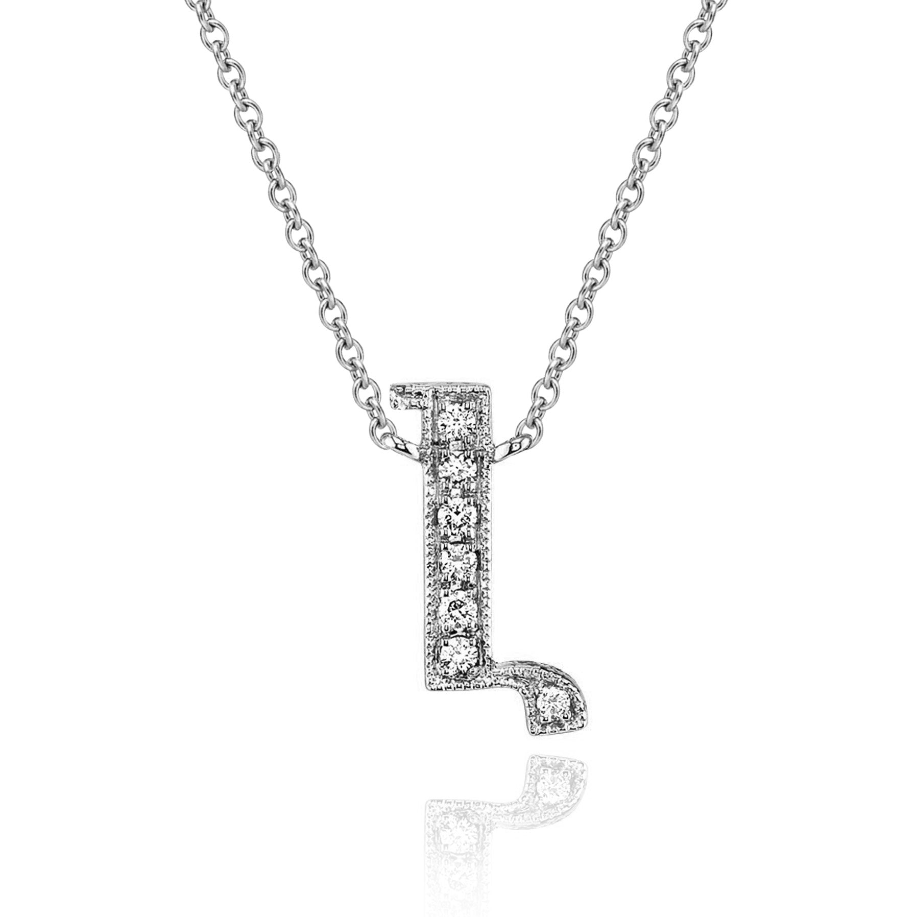 14K WHITE GOLD ARMENIAN INITIAL DIAMOND NECKLACE