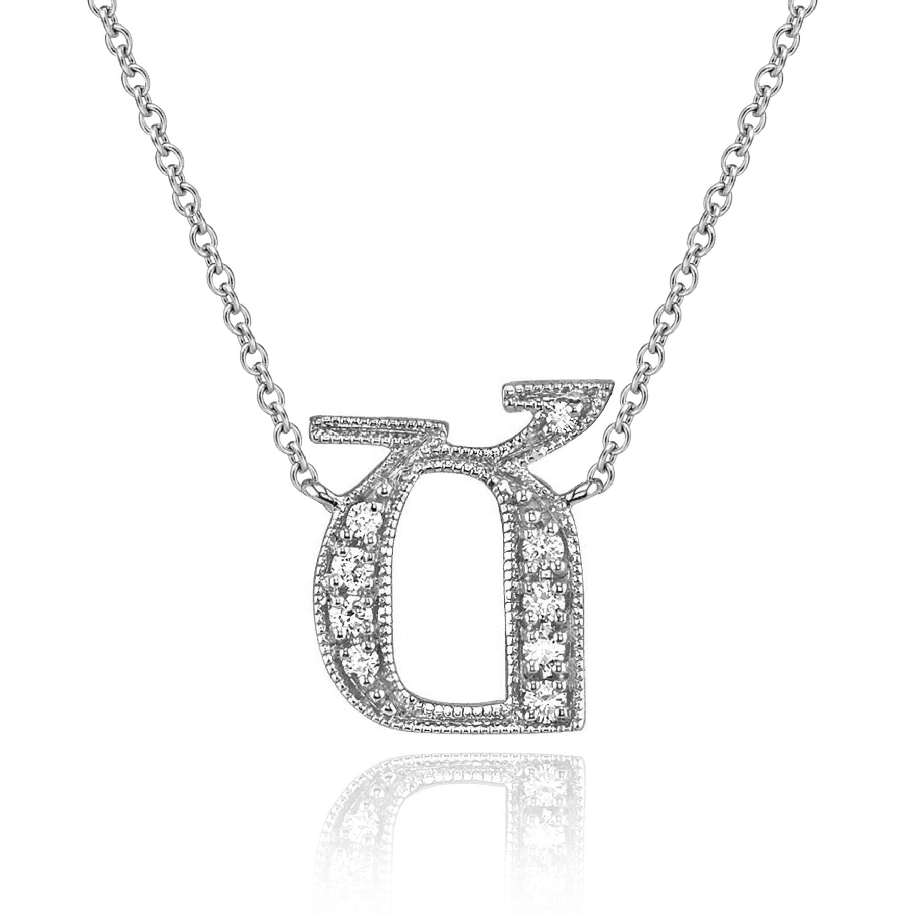 14K WHITE GOLD ARMENIAN INITIAL DIAMOND NECKLACE