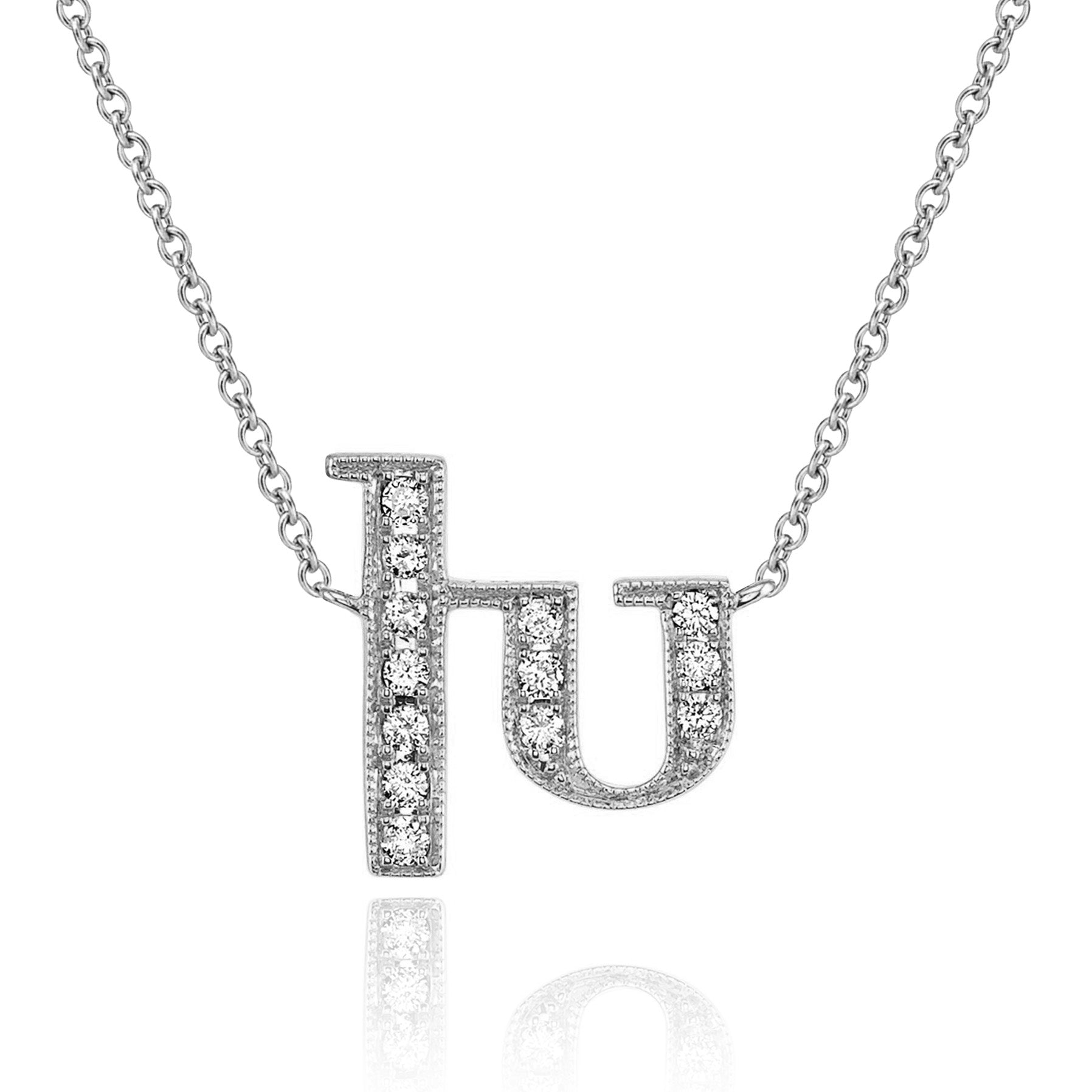 14K WHITE GOLD ARMENIAN INITIAL DIAMOND NECKLACE