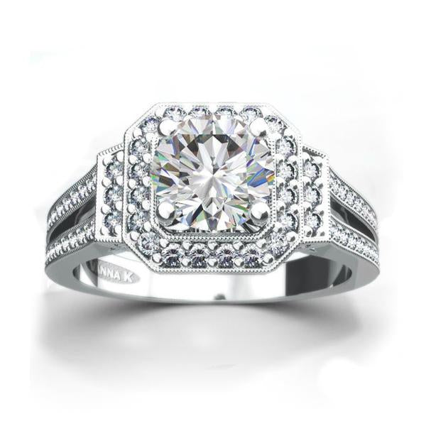 18K White Gold Diamond Engagement Ring