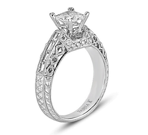 Hand Engraved Perfect Profile Diamond Ring Style 18RO3089WDCZ