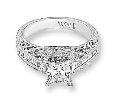 Hand Engraved Perfect Profile Diamond Ring Style 18RO3089WDCZ