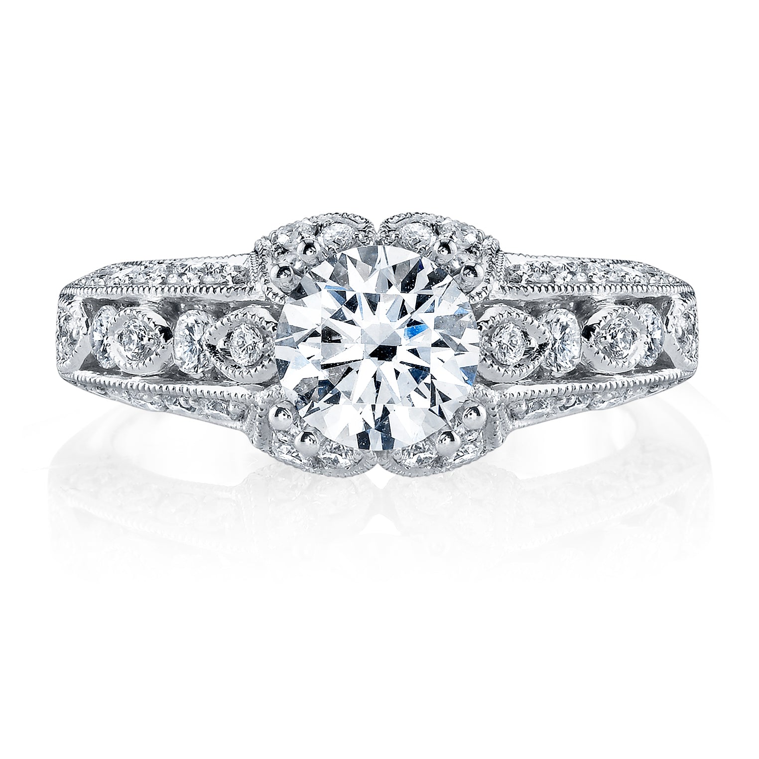 Vintage Inspired Diamond Pave Set Solea Ring Style 18RO3128DCZ