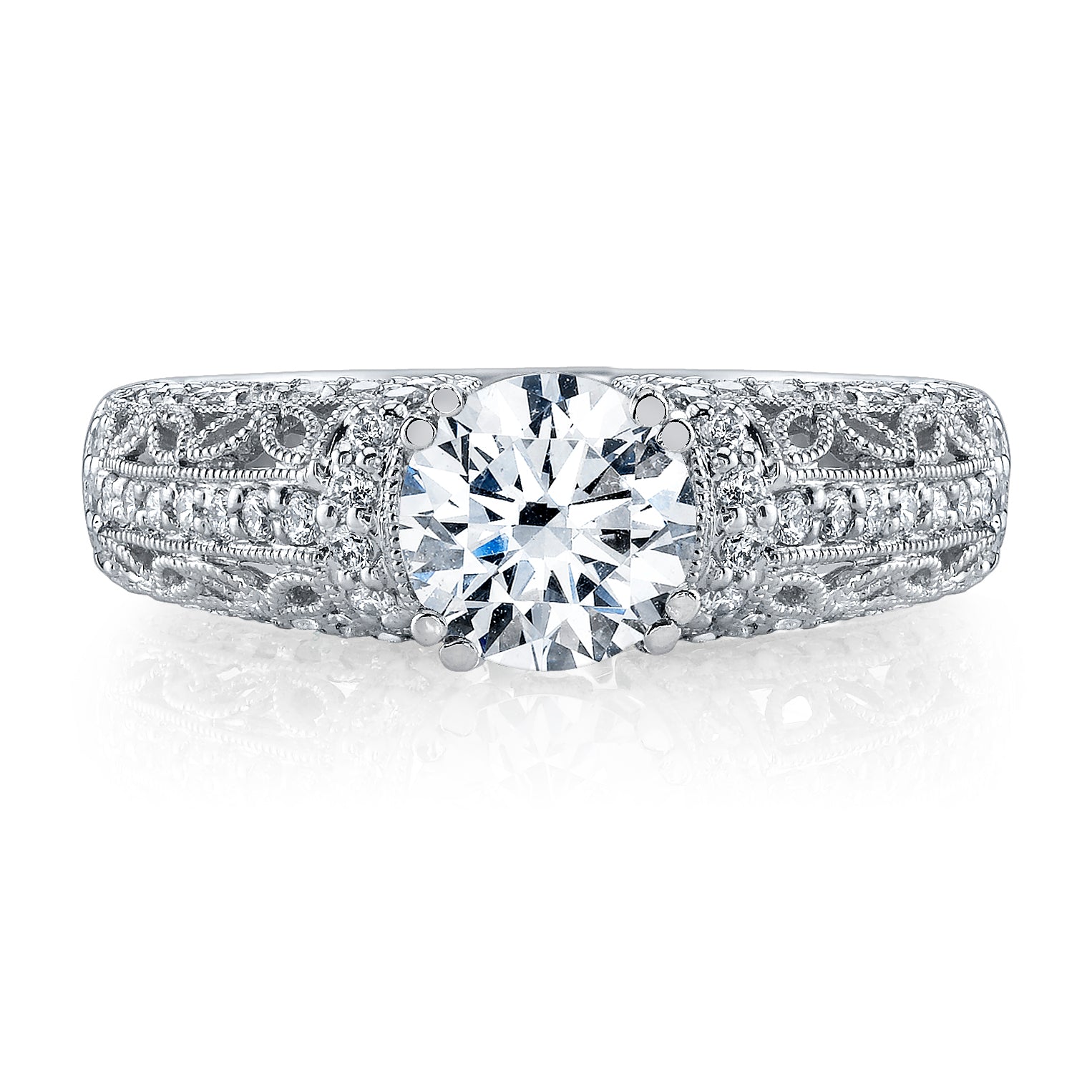 Vintage Inspired Diamond Pave Set Solea Ring Style 18RO3198DCZ