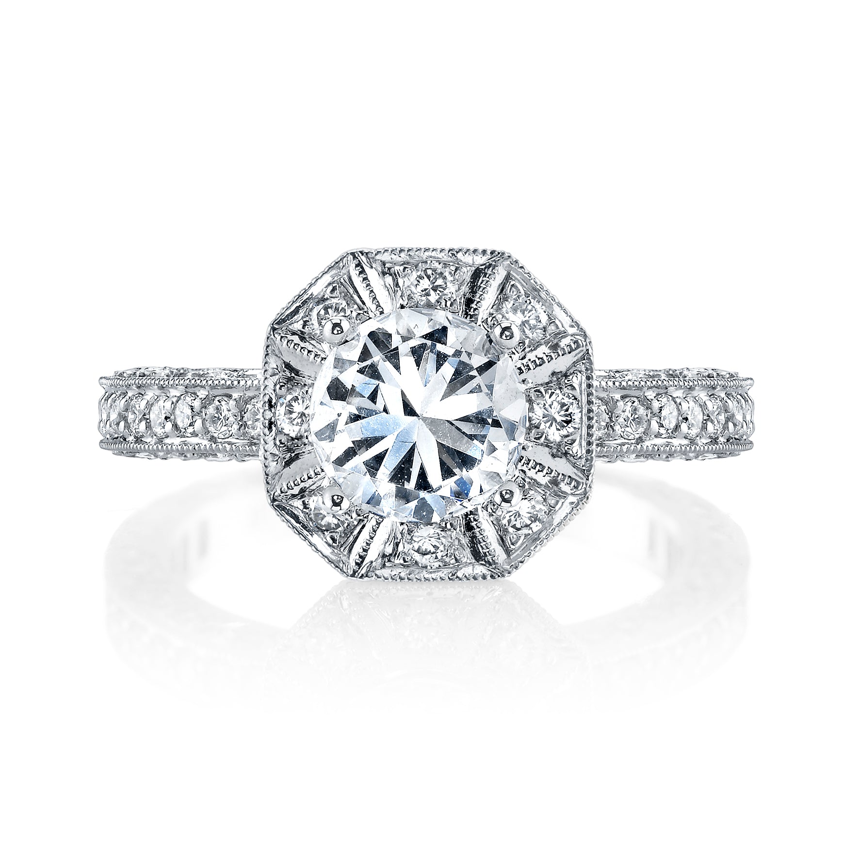 Vintage Inspired Diamond Pave Set Solea Ring Style 18RO3382DCZ