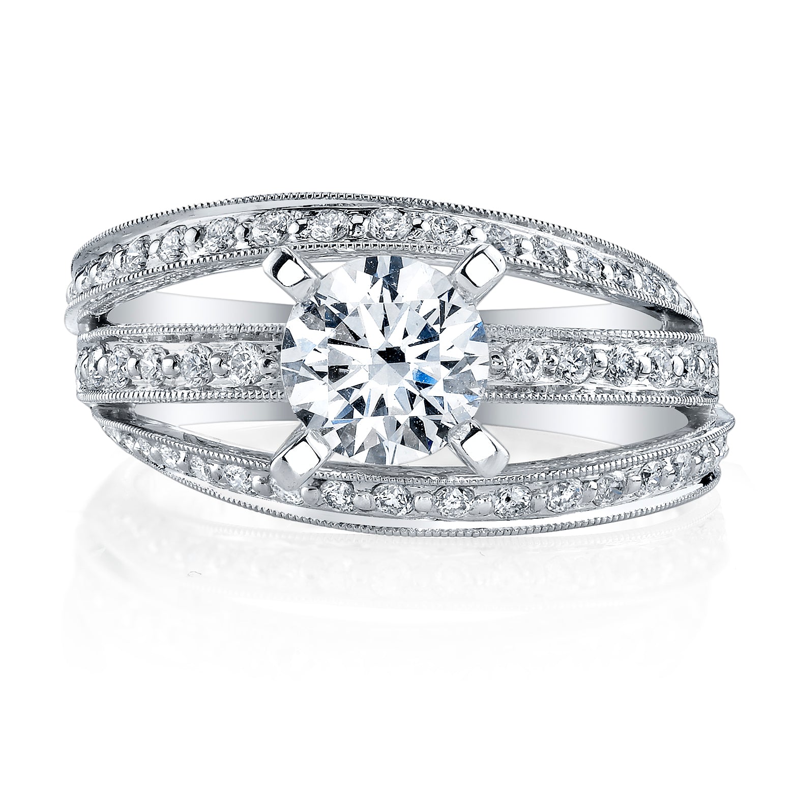 Vintage Inspired Diamond Pave Set Solea Ring Style 18RO4194DCZ