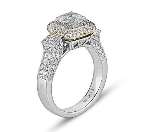 Vintage Inspired Diamond Pave Set Solea Ring Style 18RO5463YWCZ