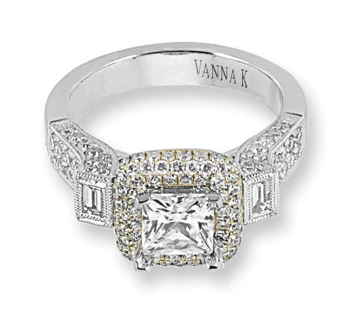Vintage Inspired Diamond Pave Set Solea Ring Style 18RO5463YWCZ