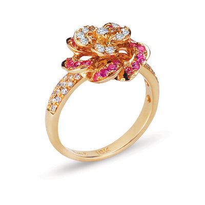 Gelato Color Gemstone and Diamond Fashion Ring Style 18RO211RD