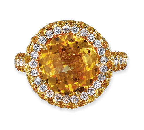 Gelato Color Gemstone and Diamond Fashion Ring Style 18RO402D