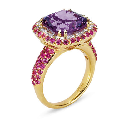Gelato Color Gemstone and Diamond Fashion Ring Style 18RO384D
