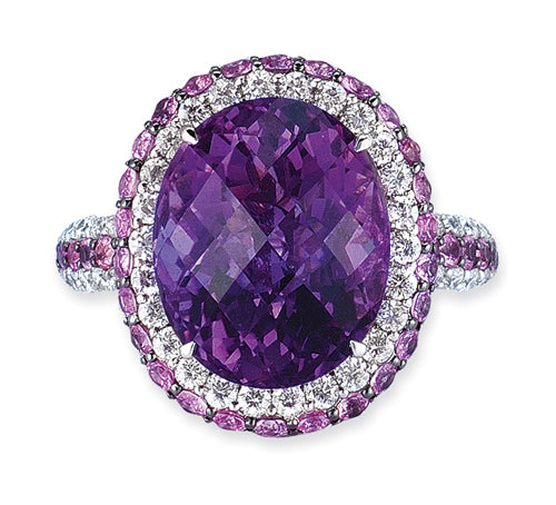 Gelato Color Gemstone and Diamond Fashion Ring Style 18RO500D