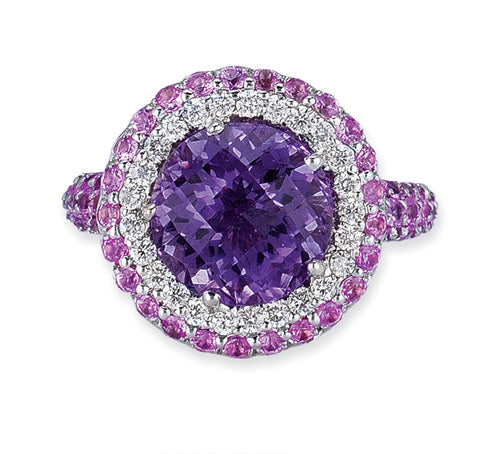 Gelato Color Gemstone and Diamond Fashion Ring Style 18RO507WD