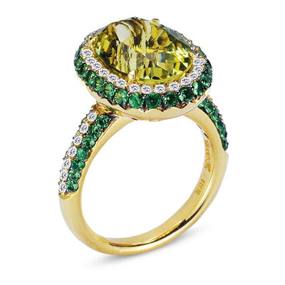 Gelato Color Gemstone and Diamond Fashion Ring Style 18RO604YLQ