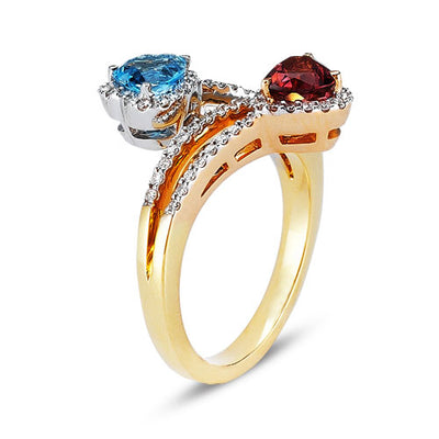 Gelato Color Gemstone and Diamond Fashion Ring Style 18RO543D