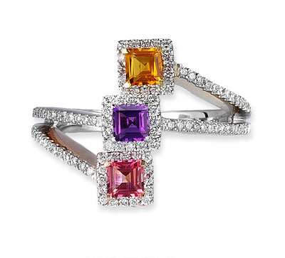 Gelato Color Gemstone and Diamond Fashion Ring  Style 18RO545D