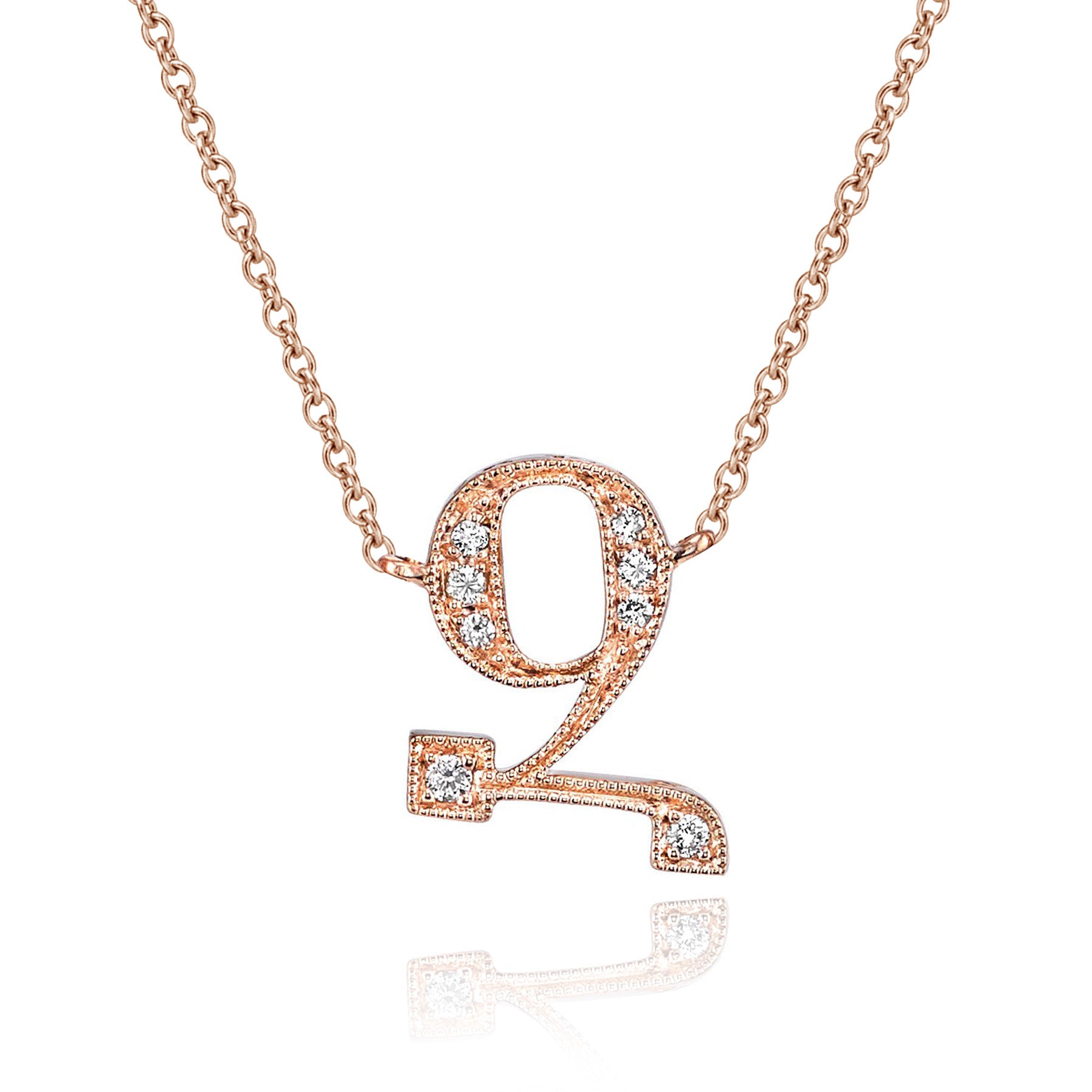 14K ROSE GOLD ARMENIAN INITIAL DIAMOND NECKLACE