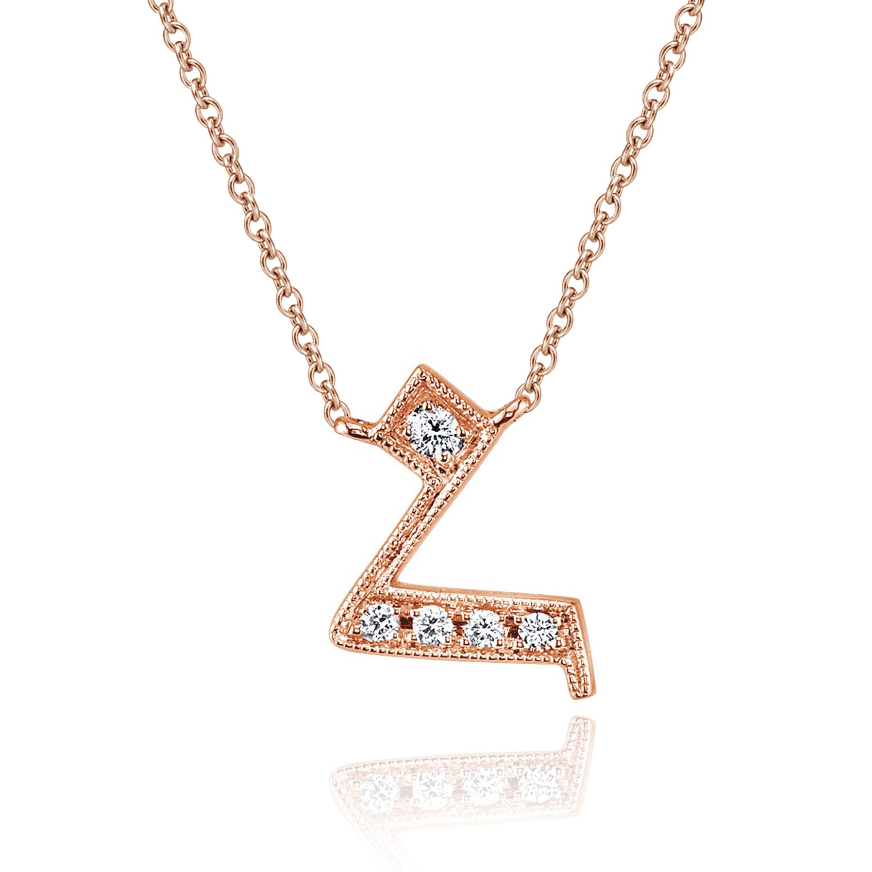 14K ROSE GOLD ARMENIAN INITIAL DIAMOND NECKLACE