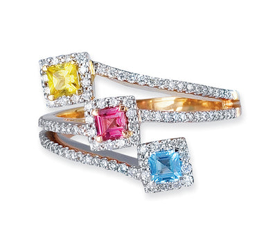 Gelato Color Gemstone and Diamond Fashion Ring Style 18RO548D