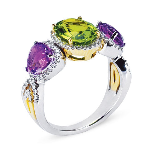 Gelato Color Gemstone and Diamond Fashion Ring Style 18RO935D