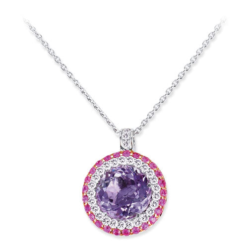 Gelato Color Gemstone and Diamond Necklace Style 18PO507WD