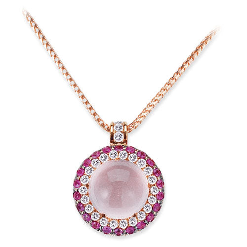 Gelato Color Gemstone and Diamond Necklace Style 18PO5075D