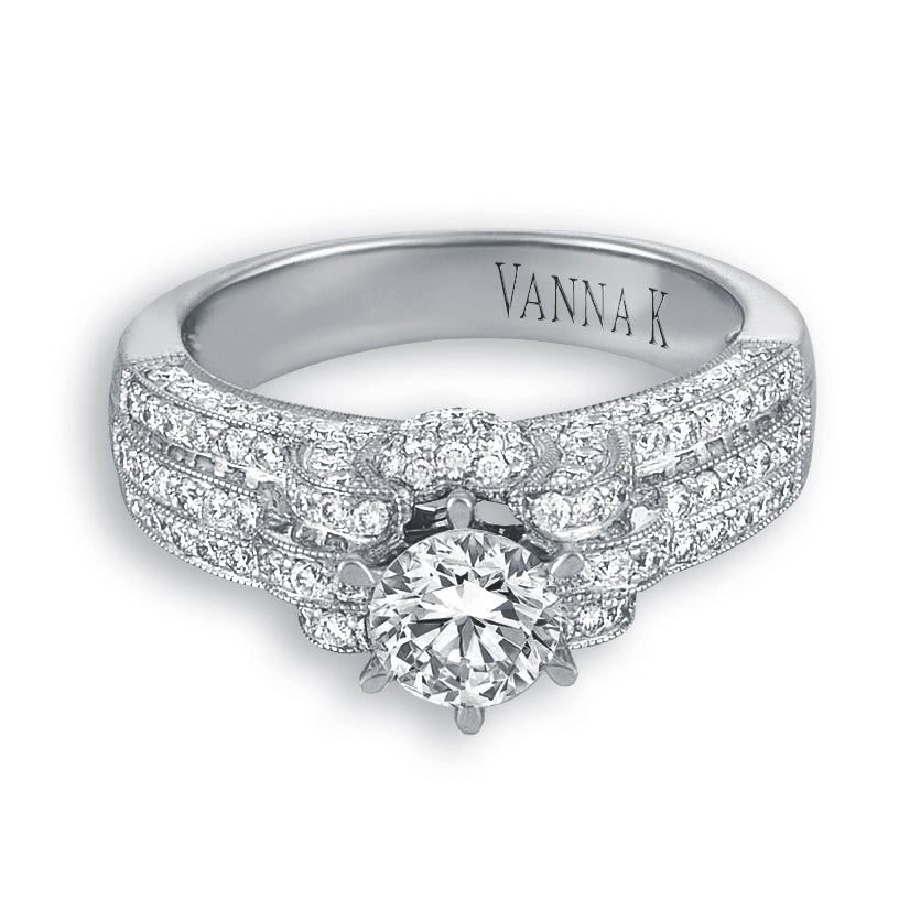Vintage Inspired Diamond Pave Set Solea Ring Style 18RGL00134DCZ