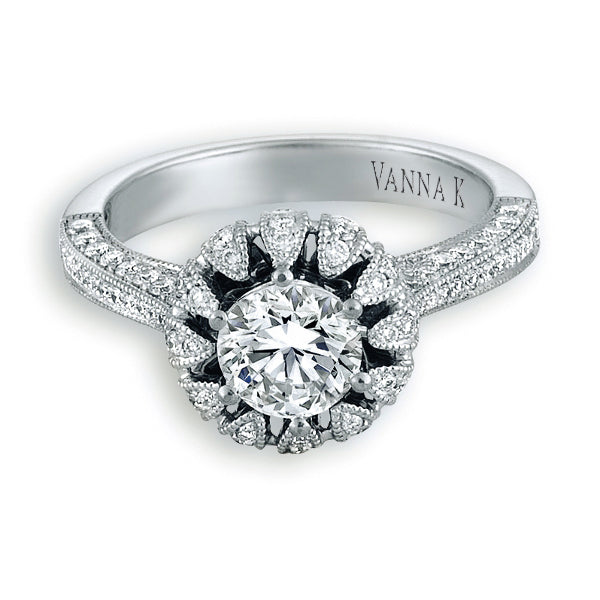 Vintage Inspired Diamond Pave Set Solea Ring Style 18RO2393DCZ