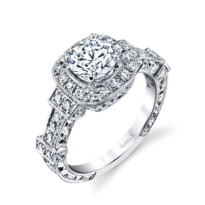 Hand Engraved Perfect Profile Diamond Ring Style 18RGL00203DCZ