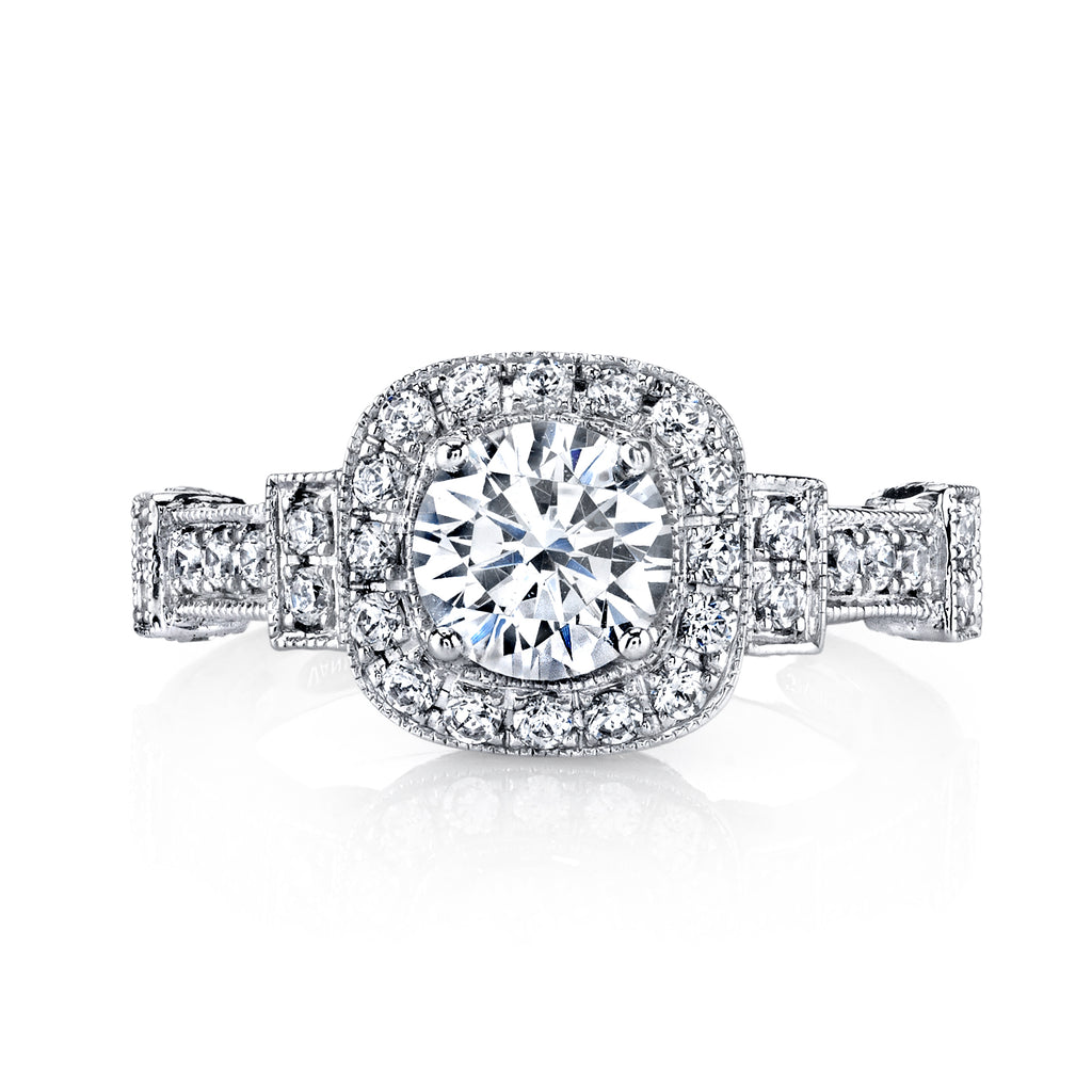 Hand Engraved Perfect Profile Diamond Ring Style 18RGL00203DCZ